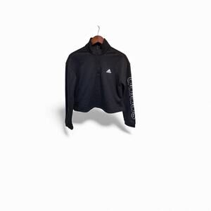 Adidas Cropped Quarter Zip Pullover Women’s M Black Long Sleeve- RUNS SMALL